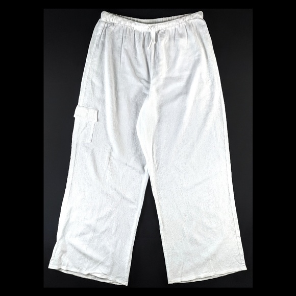 Chico's White Crinkle Cotton Palazzo Pants 2X - Picture 2 of 8